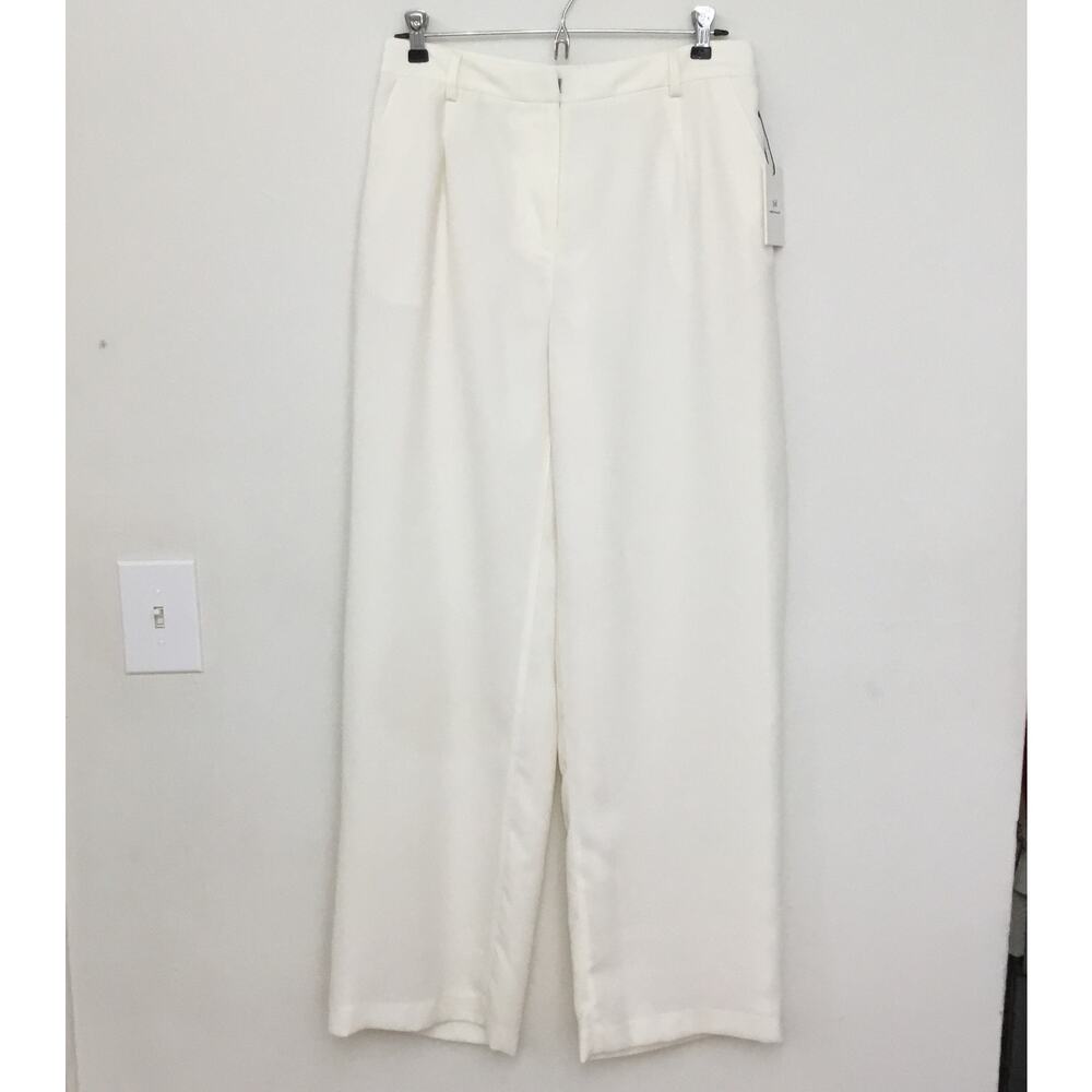 SOMETHING NAVY Ivory Pleated Wide Leg Trousers - Size 8 - Picture 2 of 12